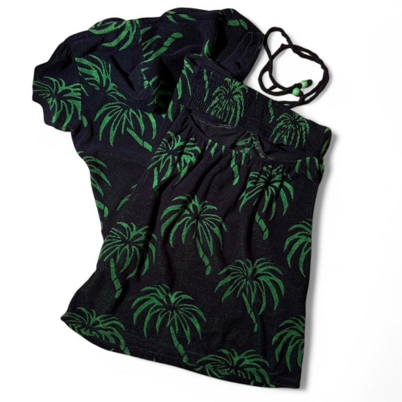 🌴 Stunning Juicy Couture terry cloth set in rare navy and green palm tree print - Picture 2 of 5
